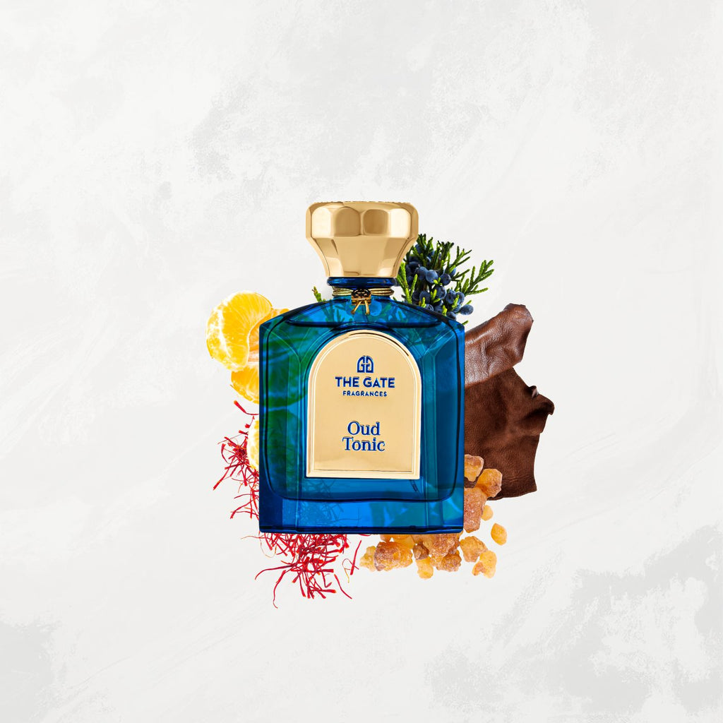 The Gate Oud Tonic Extrait de Parfum 100 ml – blauer Flakon mit Mandarine, Safran, Wacholder, Leder und Weihrauch