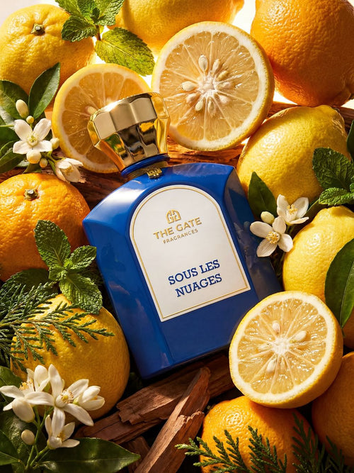 The Gate Sous Les Nuages Extrait de Parfum 100 ml – blauer Flakon zwischen Zitronen, Orangenblüten, Minze und Holzstücken